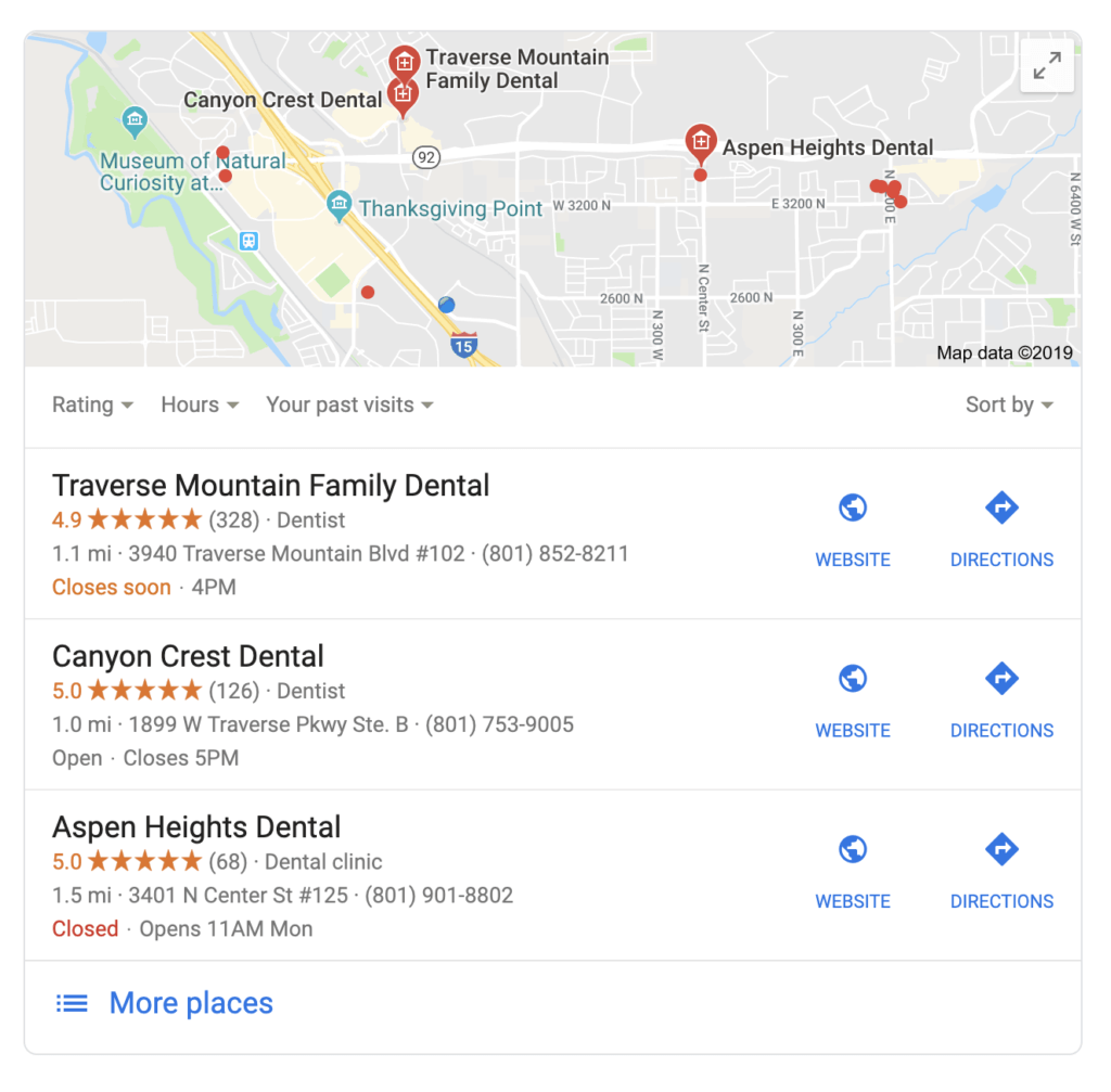 local seo google my business listings example