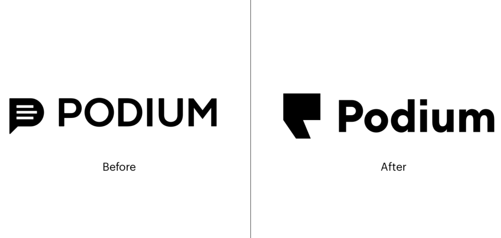 Podium Old vs. New Logo Side by Side