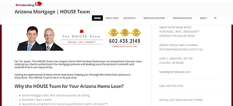 HOUSE Team Home Loans Website