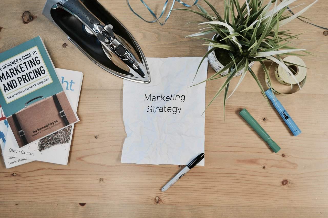 paper that says "marketing strategy"