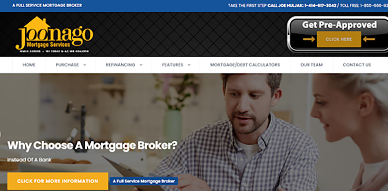 Joonago Mortgage Services website