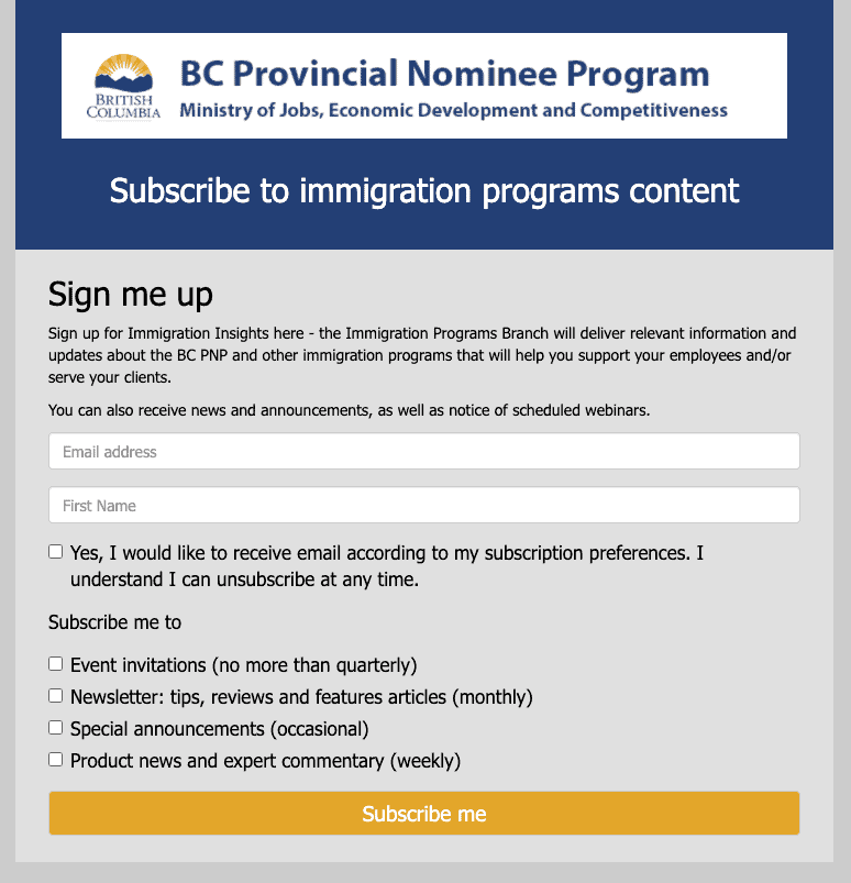 BC Provincial Nominee Program