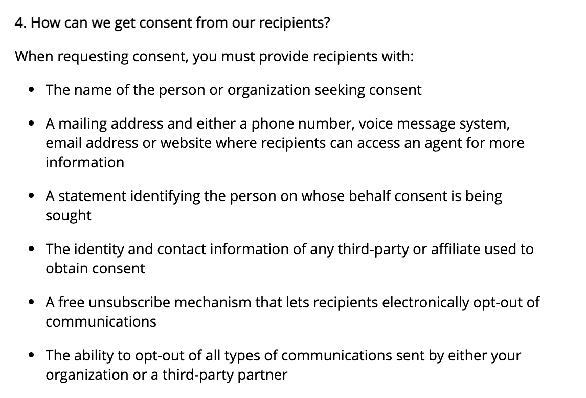 marketing consent chart