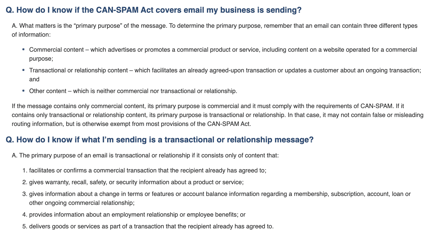 Info on CAN-SPAM Act