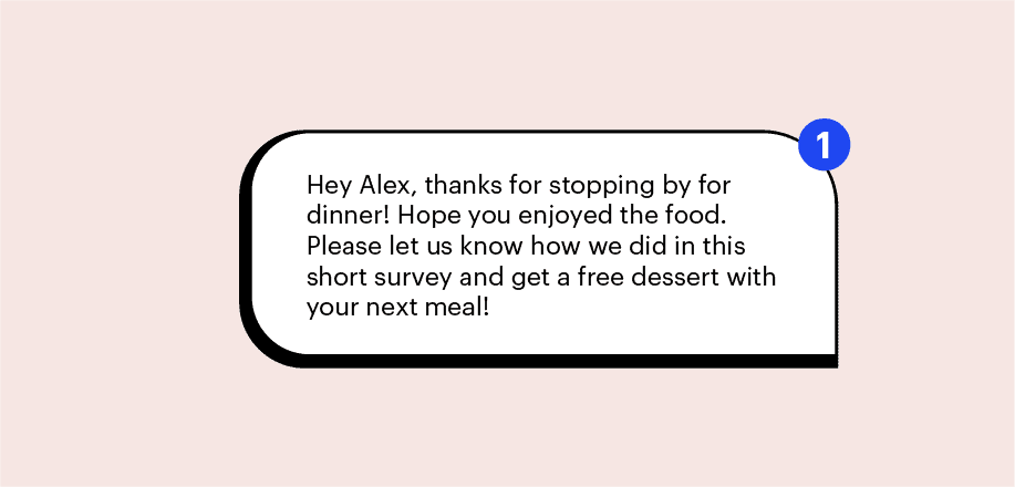 Example SMS Restaurant Message