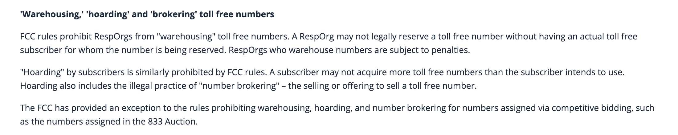 Warehousing toll free number facts